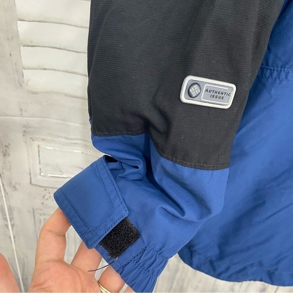 Columbia Mens Size Medium Blue Black Core Zip Jacket Hooded Windbreaker Pockets - Picture 9 of 16